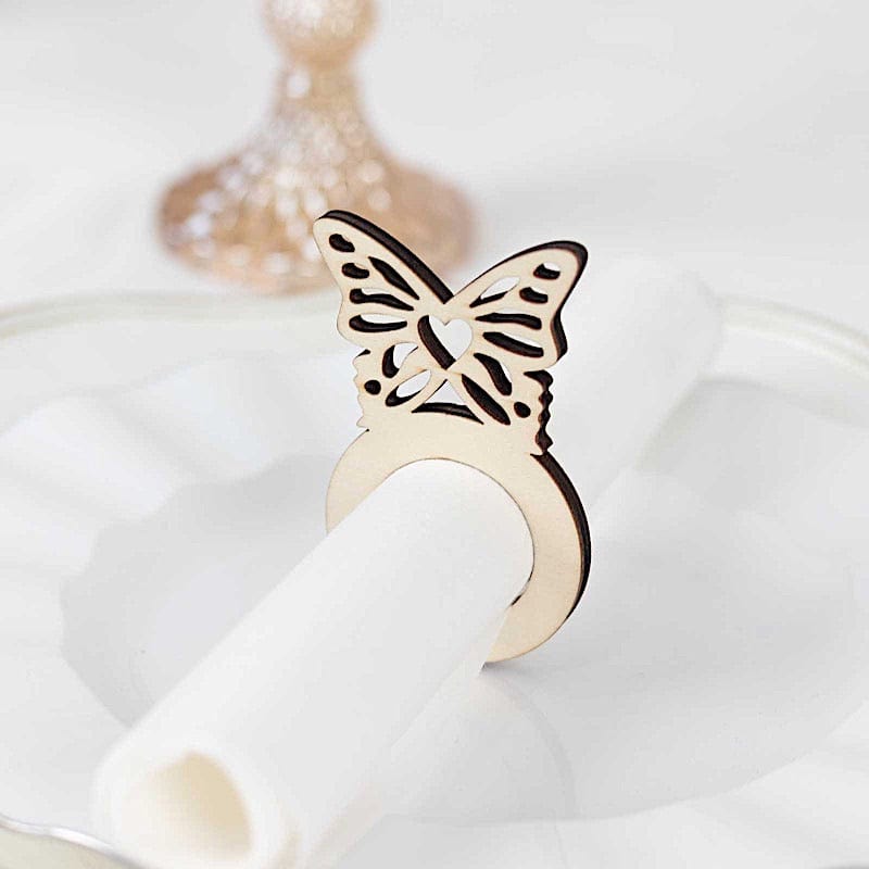 10 Natural Wooden Butterfly Rustic Napkin Rings