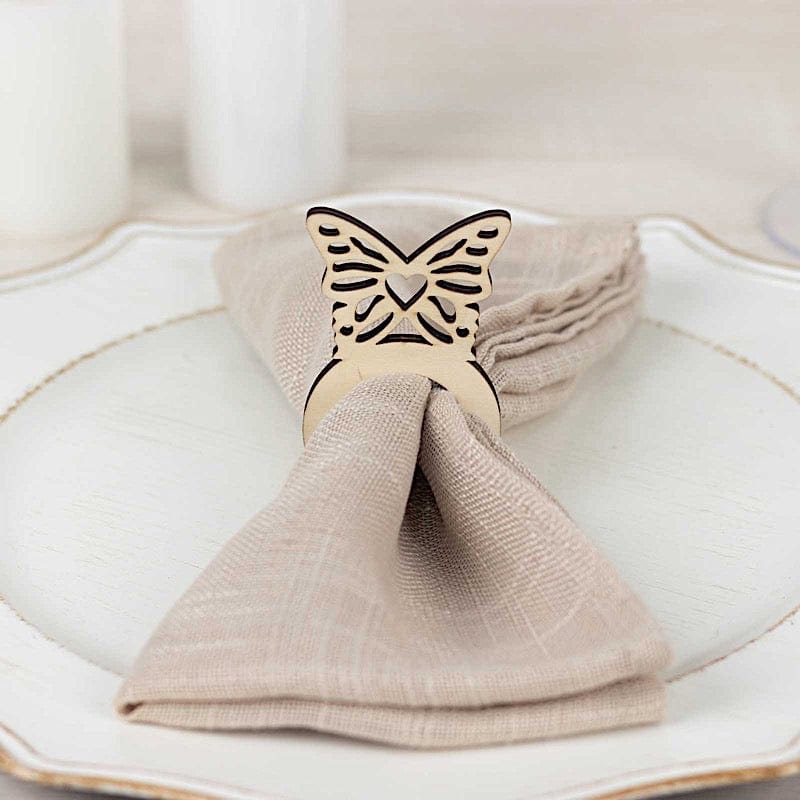 10 Natural Wooden Butterfly Rustic Napkin Rings