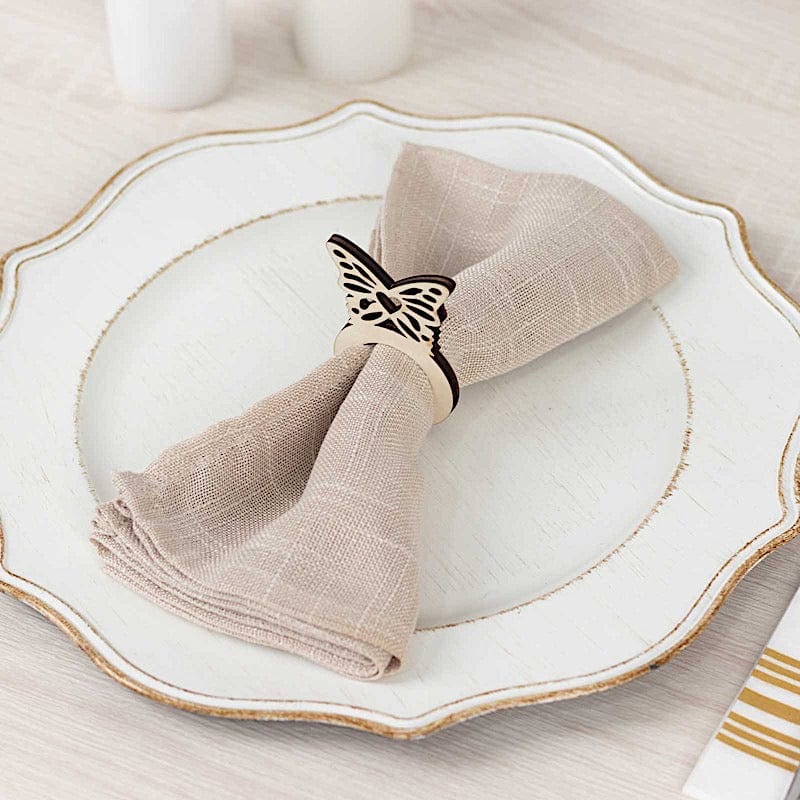 10 Natural Wooden Butterfly Rustic Napkin Rings