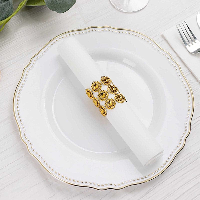 10 Diamond Rhinestones Sunflower Napkin Rings