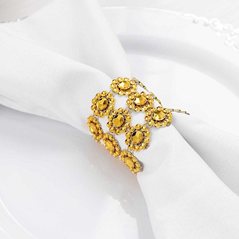 10 Diamond Rhinestones Sunflower Napkin Rings with Velcro