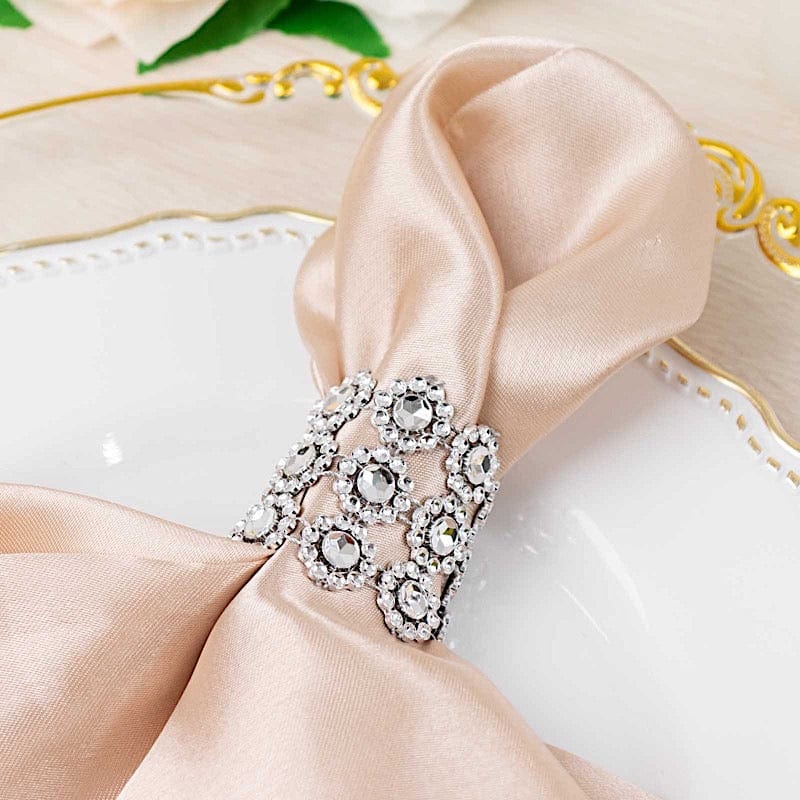 10 Diamond Rhinestones Sunflower Napkin Rings with Velcro