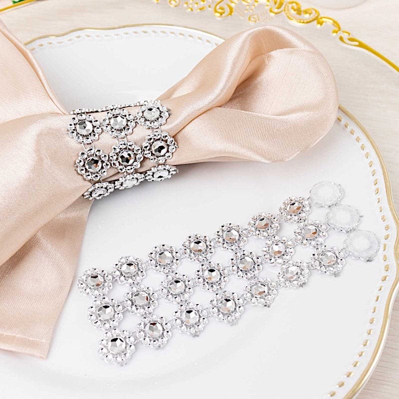 10 Diamond Rhinestones Sunflower Napkin Rings with Velcro