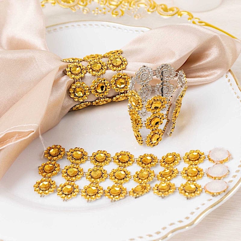 10 Diamond Rhinestones Sunflower Napkin Rings with Velcro