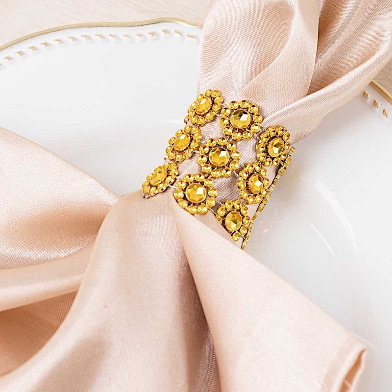 10 Diamond Rhinestones Sunflower Napkin Rings with Velcro