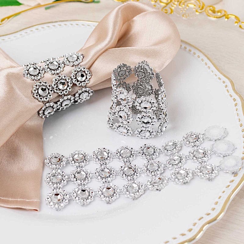 10 Diamond Rhinestones Sunflower Napkin Rings with Velcro