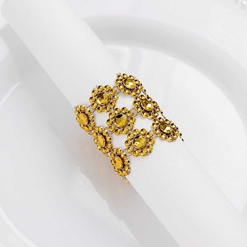 10 Diamond Rhinestones Sunflower Napkin Rings with Velcro