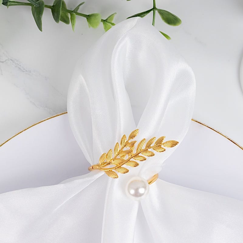2 White Pearl Rhinestone Napkin Rings