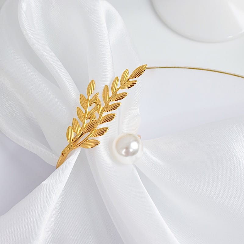 2 White Pearl Rhinestone Napkin Rings