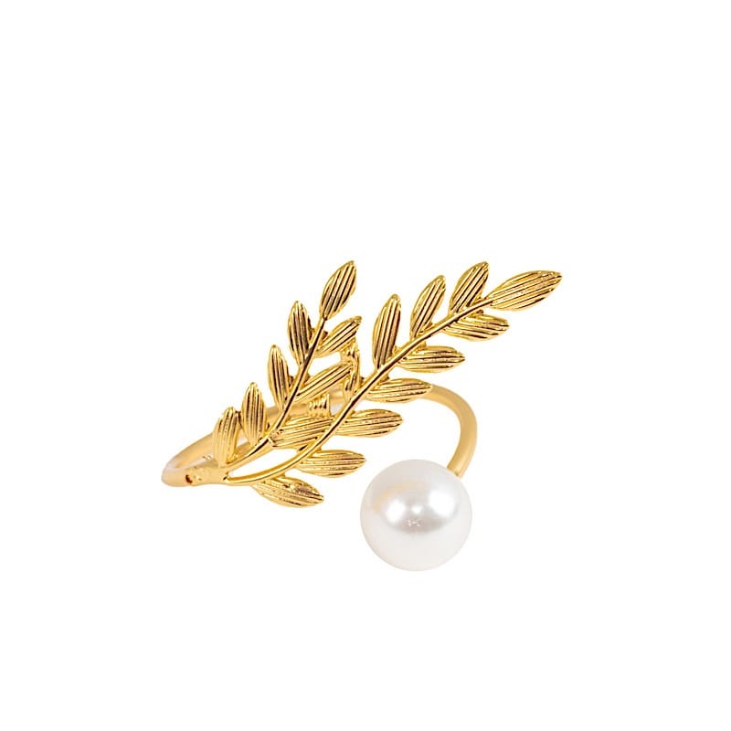 2 White Pearl Rhinestone Napkin Rings