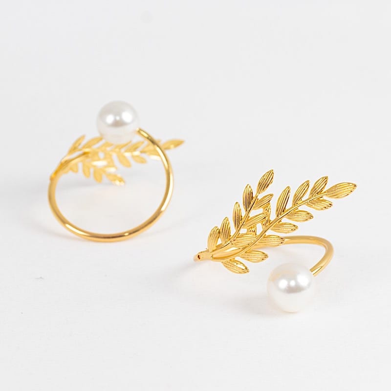 2 White Pearl Rhinestone Napkin Rings