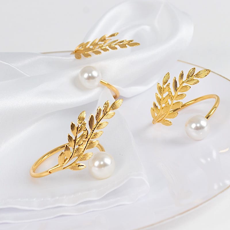2 White Pearl Rhinestone Napkin Rings