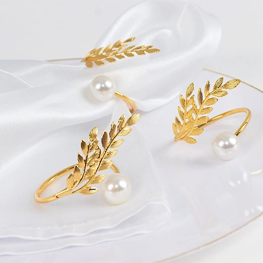 2 White Pearl Rhinestone Napkin Rings