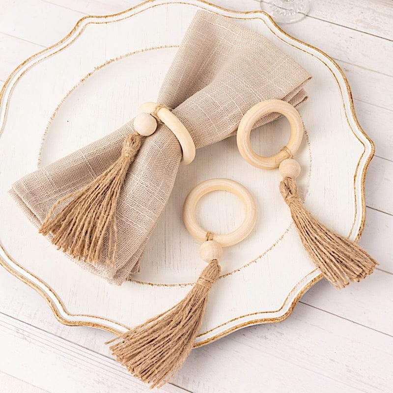 4pcs Wood Bead Napkin Rings, Natural Wooden Napkin...