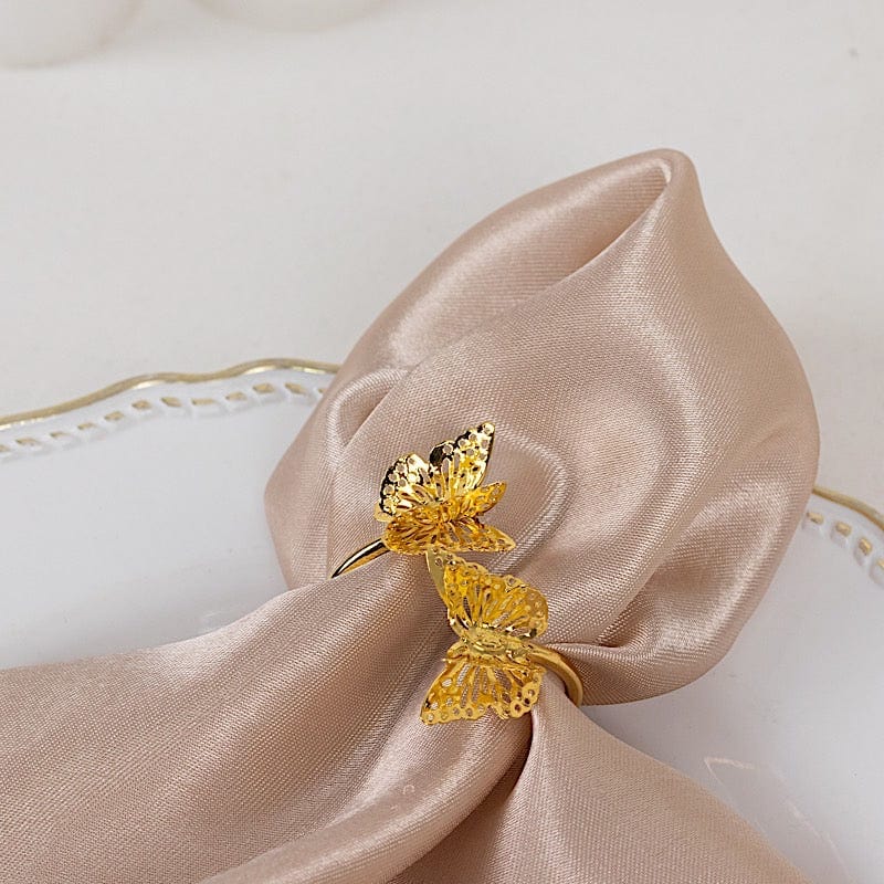 4 Gold 2 in Spiral Laser Cut Butterfly Metal Napkin Rings