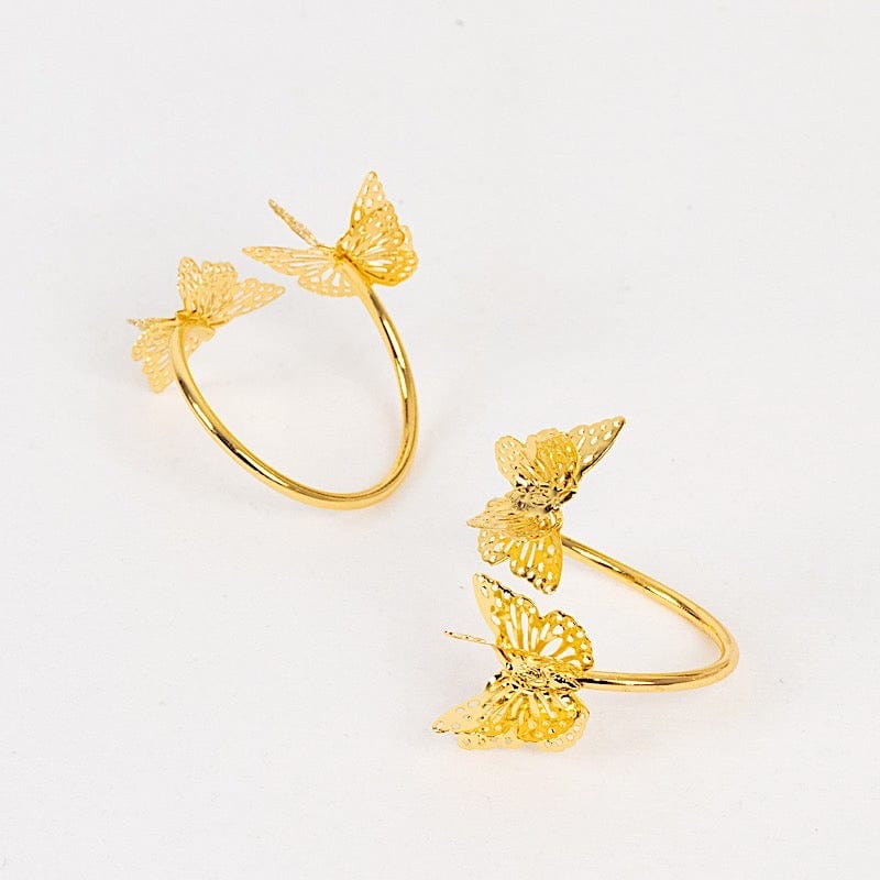 4 Gold 2 in Spiral Laser Cut Butterfly Metal Napkin Rings