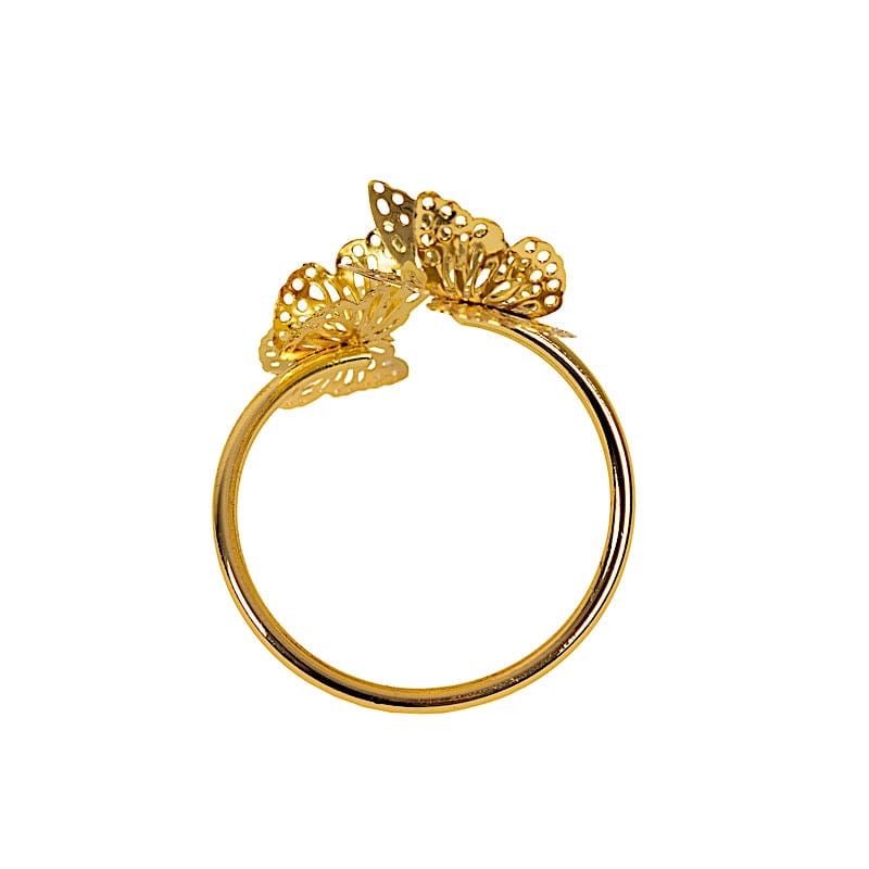 4 Gold 2 in Spiral Laser Cut Butterfly Metal Napkin Rings