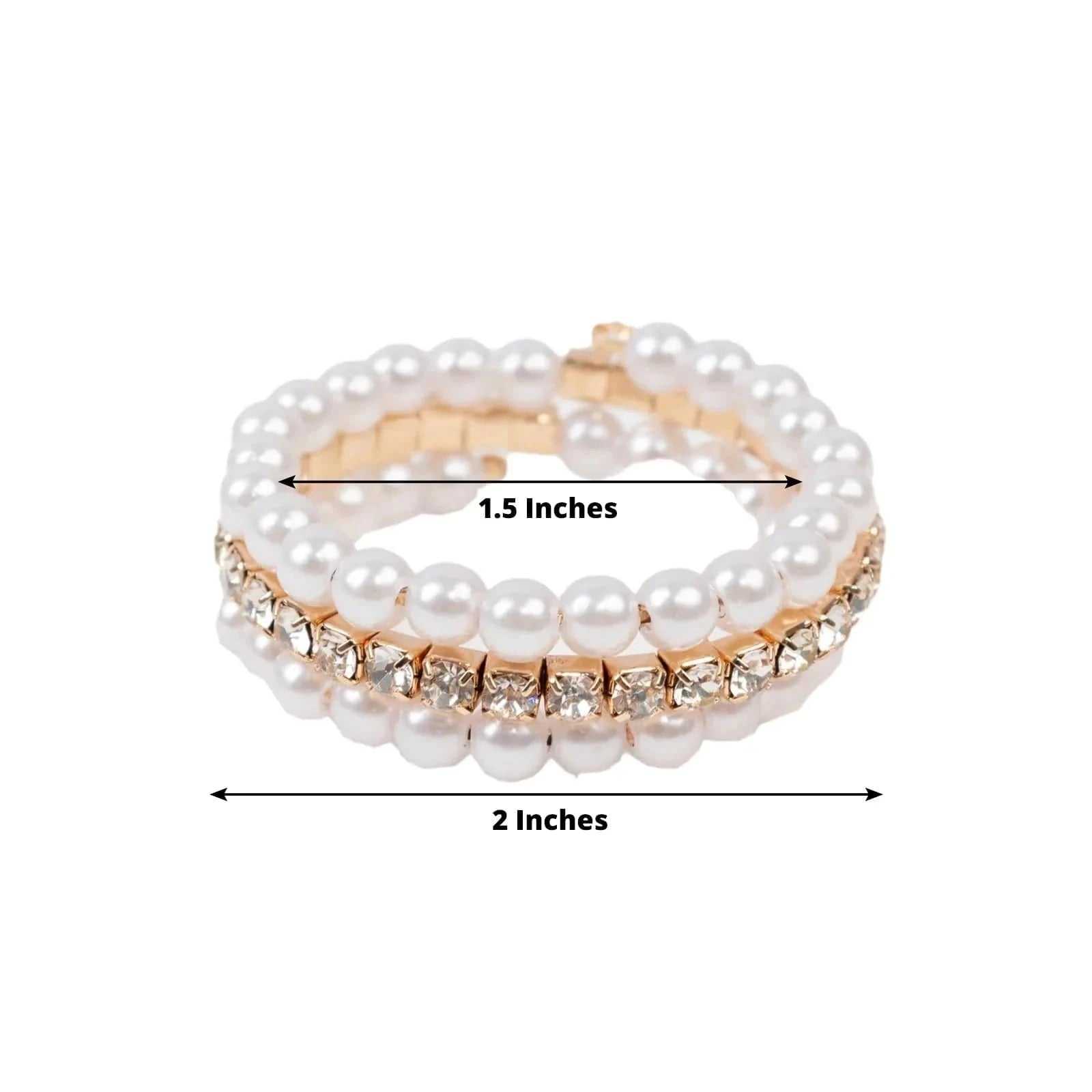 4 White Pearl Rhinestone Napkin Rings
