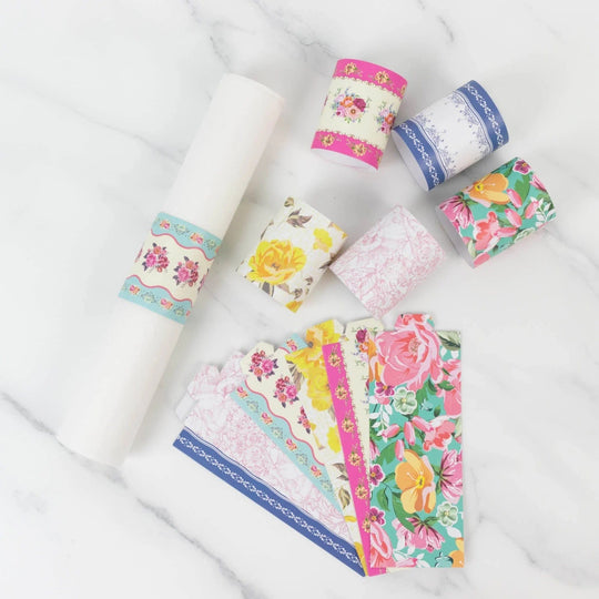 48 Assorted Vintage Floral Disposable Paper Napkin Rings