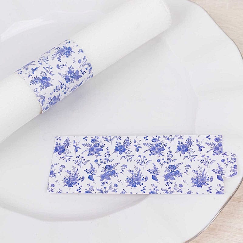 50 Floral Print Disposable Paper Napkin Rings