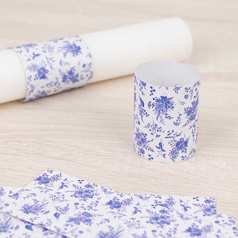 50 Floral Print Disposable Paper Napkin Rings