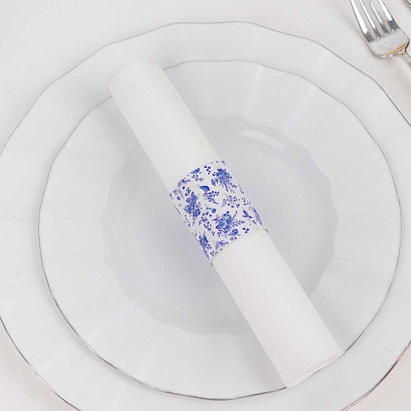 50 Floral Print Disposable Paper Napkin Rings