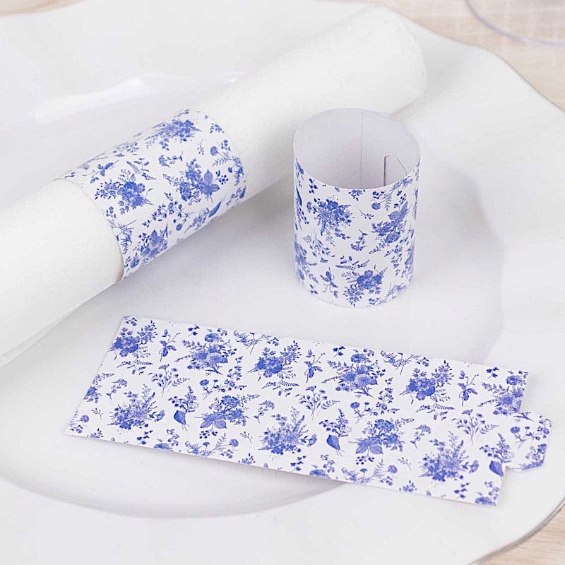 50 Floral Print Disposable Paper Napkin Rings