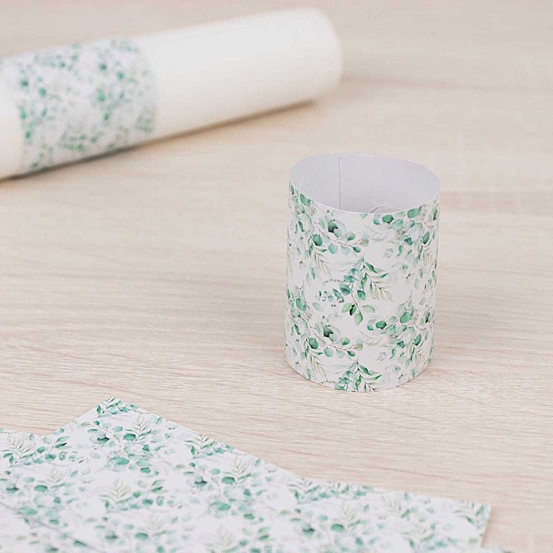 50 Floral Print Disposable Paper Napkin Rings