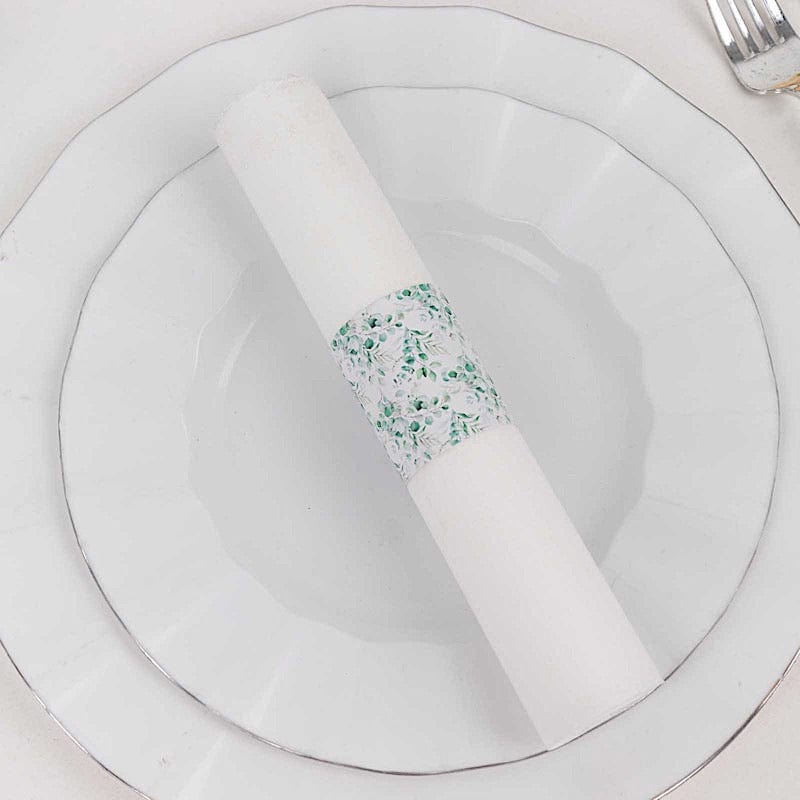 50 Floral Print Disposable Paper Napkin Rings