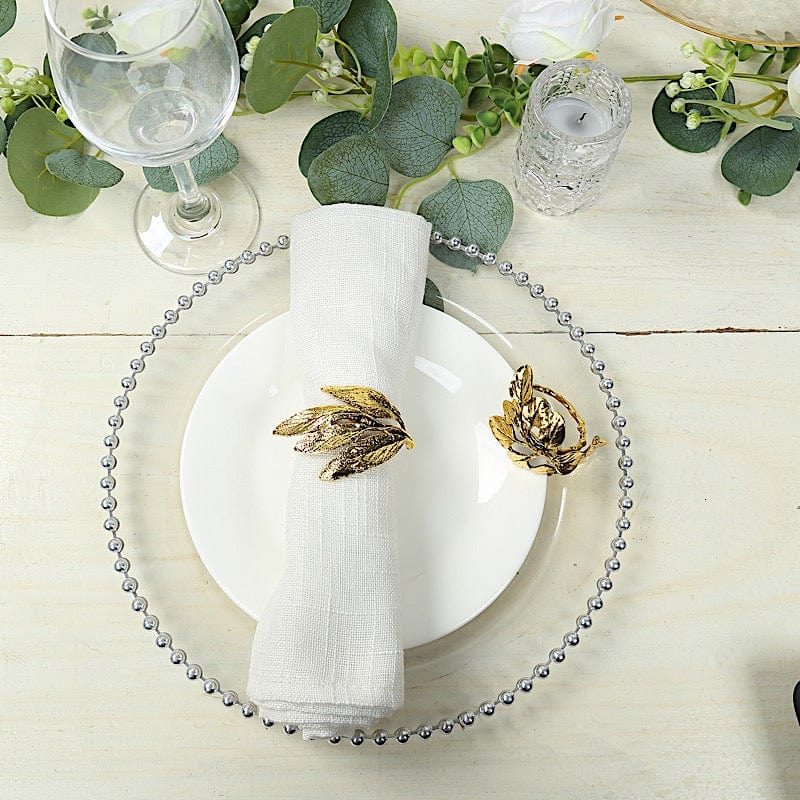 8 Glossy Gold Metal Herb Napkin Rings