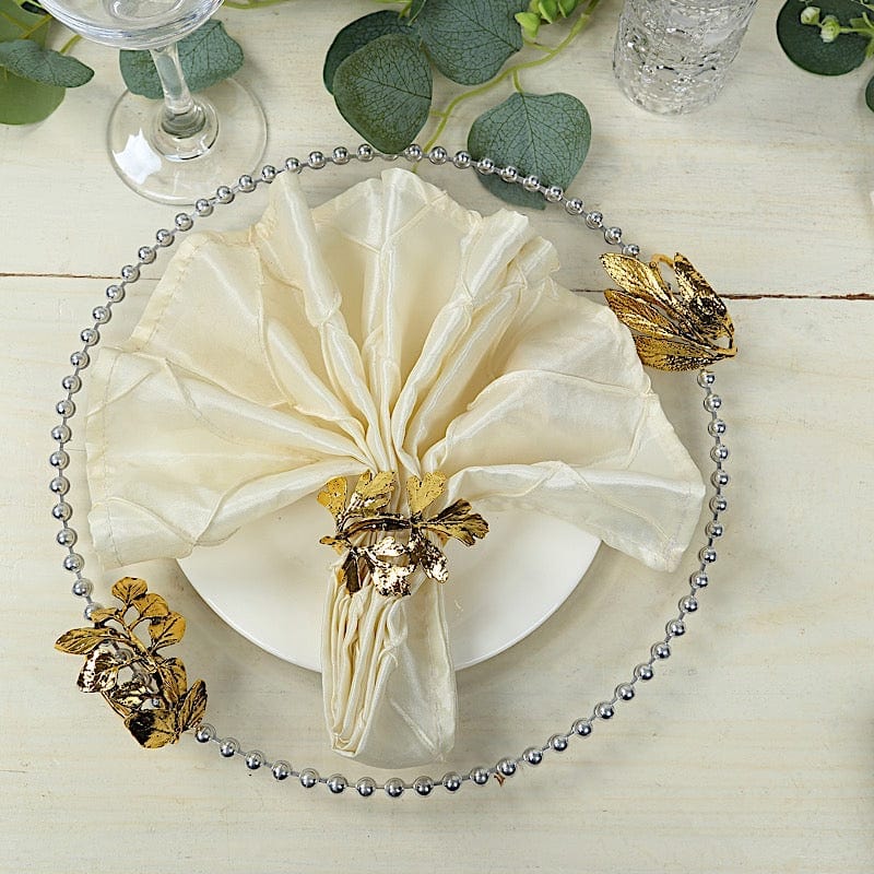 8 Glossy Gold Metal Herb Napkin Rings