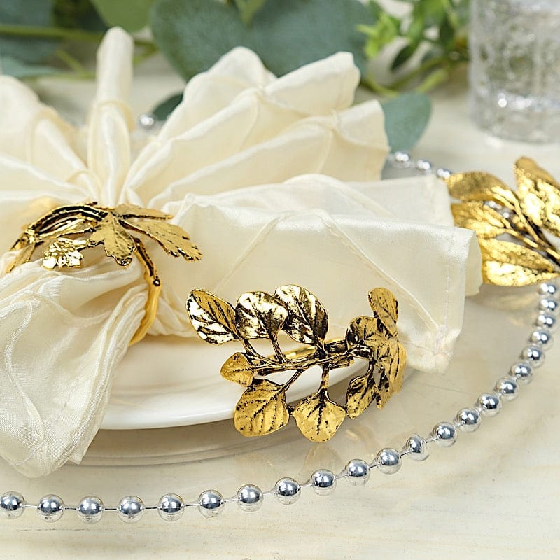 8 Glossy Gold Metal Herb Napkin Rings