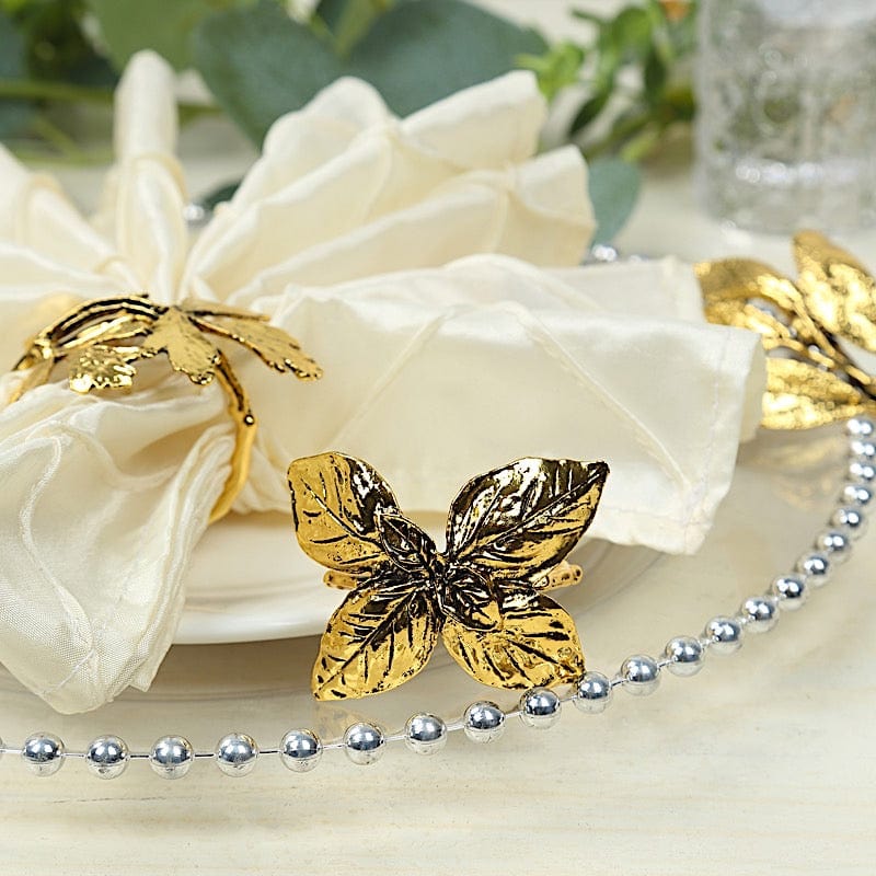 8 Glossy Gold Metal Herb Napkin Rings