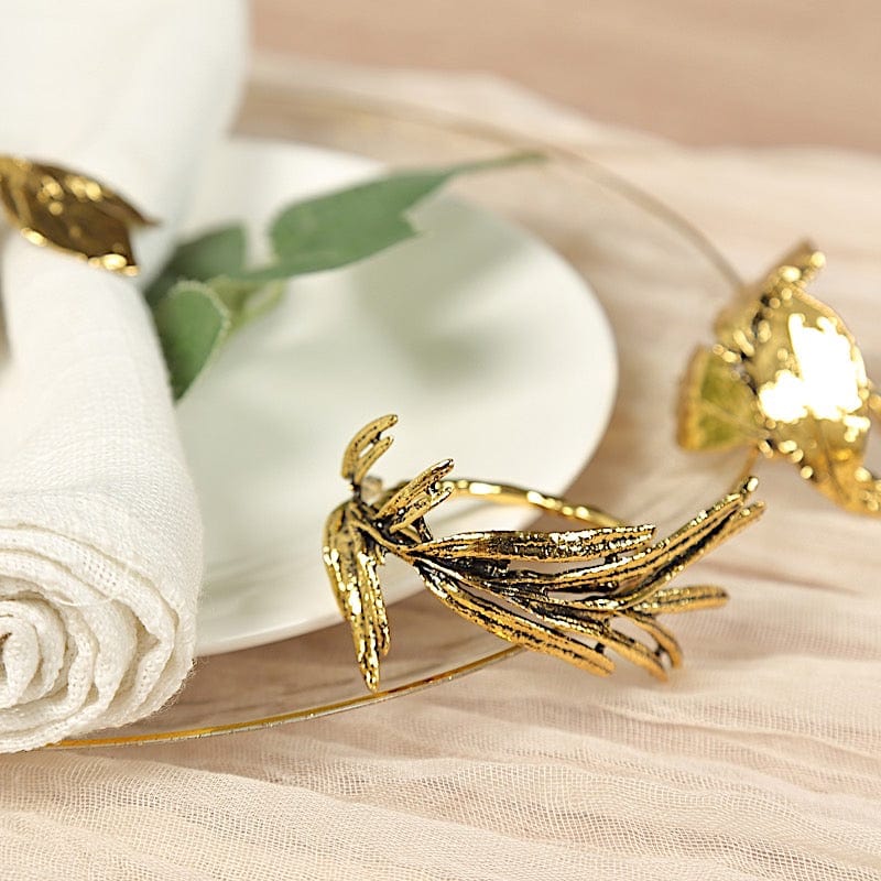 8 Glossy Gold Metal Herb Napkin Rings