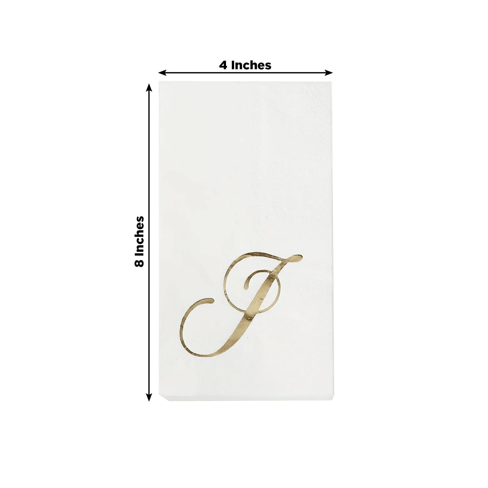 100 White Dinner Paper Napkins with Gold Foil Letter Design