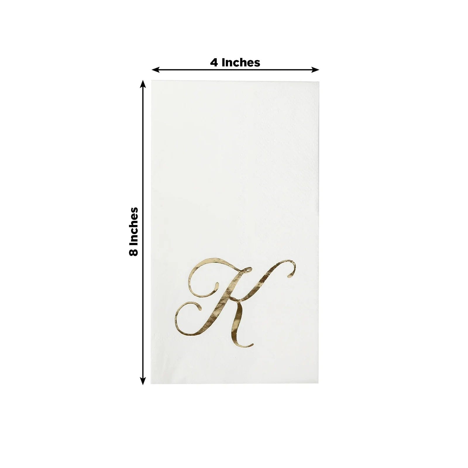 100 White Dinner Paper Napkins with Gold Foil Letter Design
