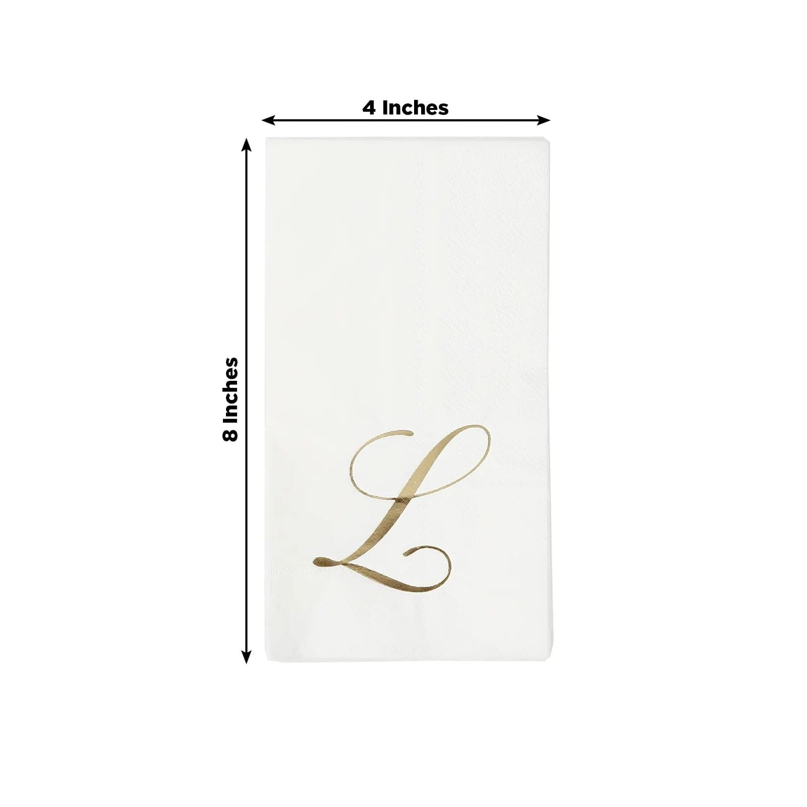 100 White Dinner Paper Napkins with Gold Foil Letter Design
