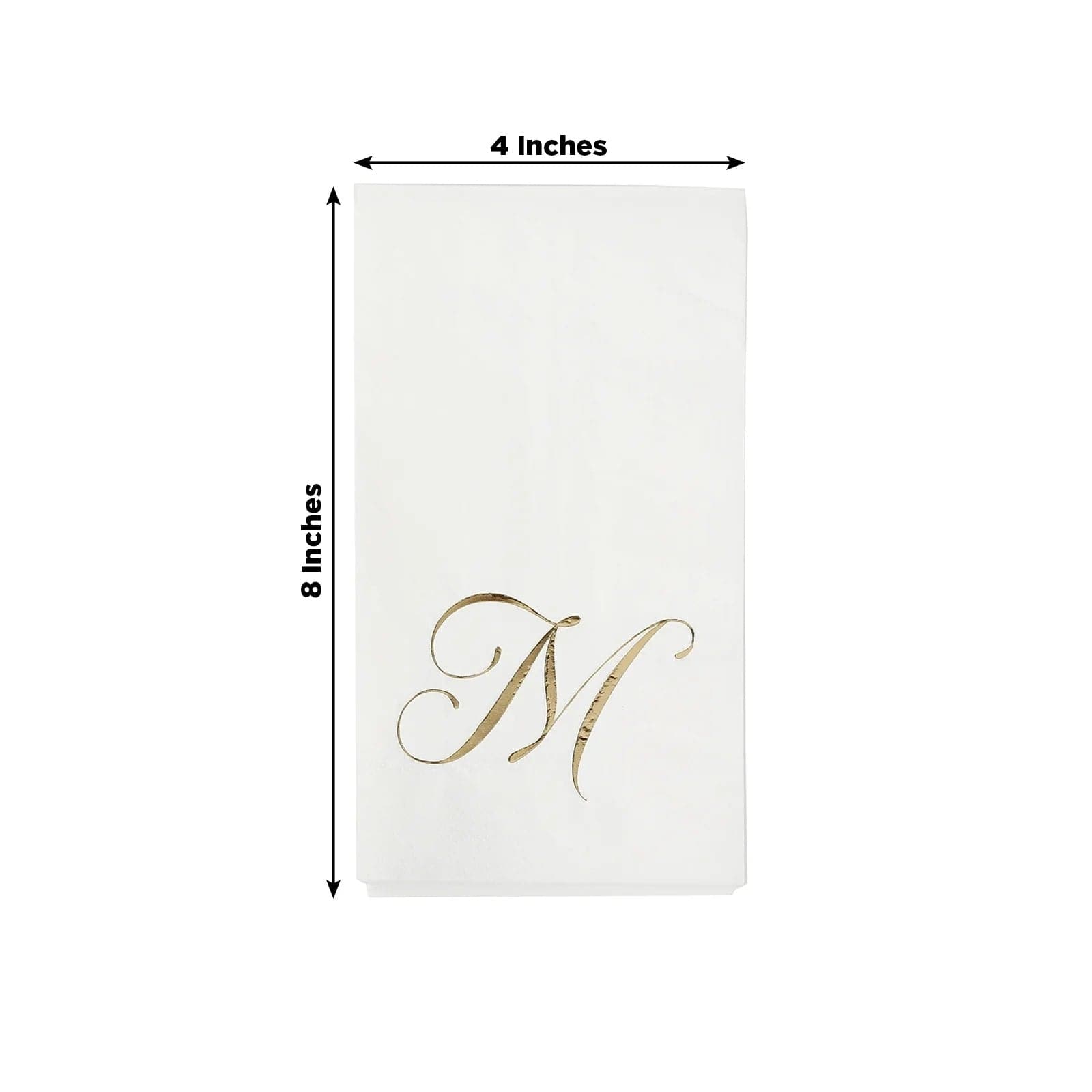 100 White Dinner Paper Napkins with Gold Foil Letter Design
