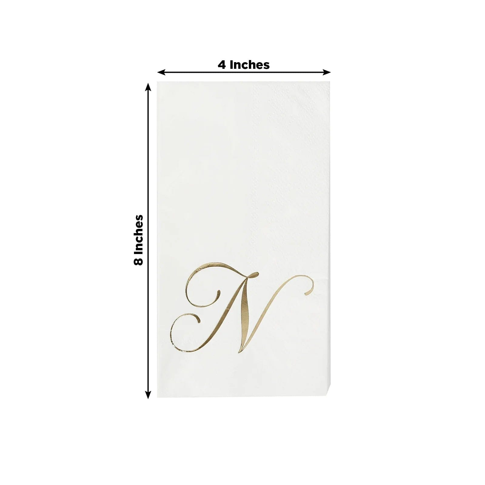 100 White Dinner Paper Napkins with Gold Foil Letter Design
