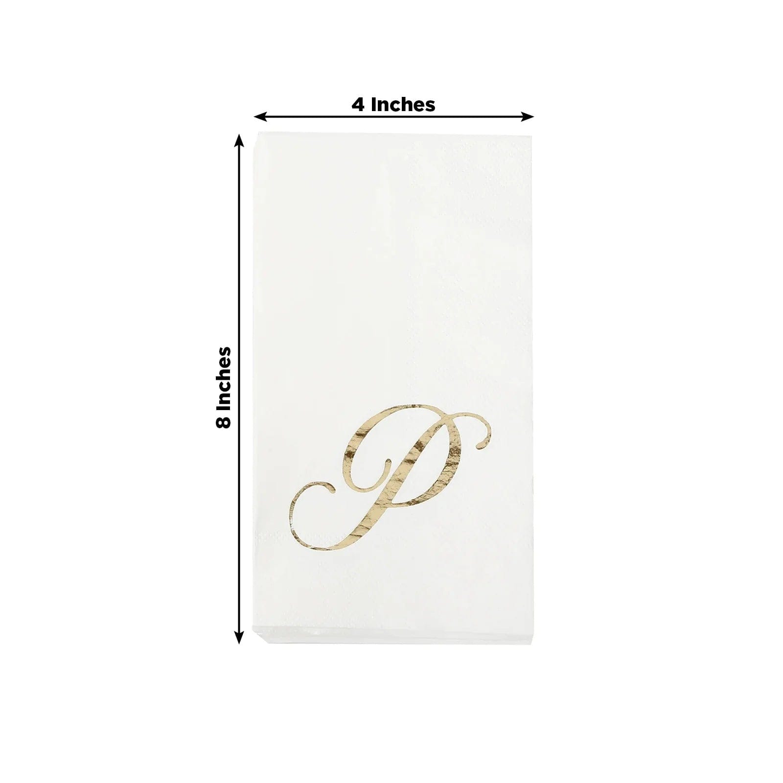 100 White Dinner Paper Napkins with Gold Foil Letter Design