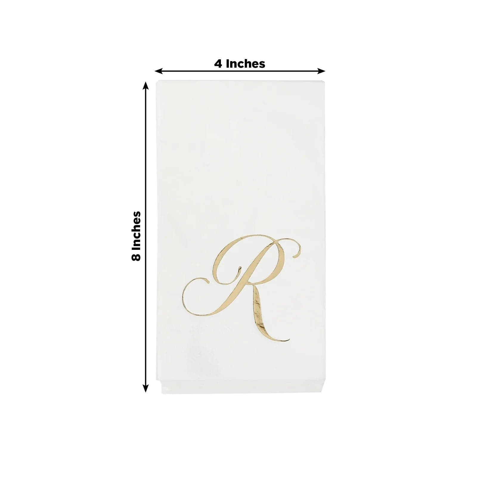 100 White Dinner Paper Napkins with Gold Foil Letter Design