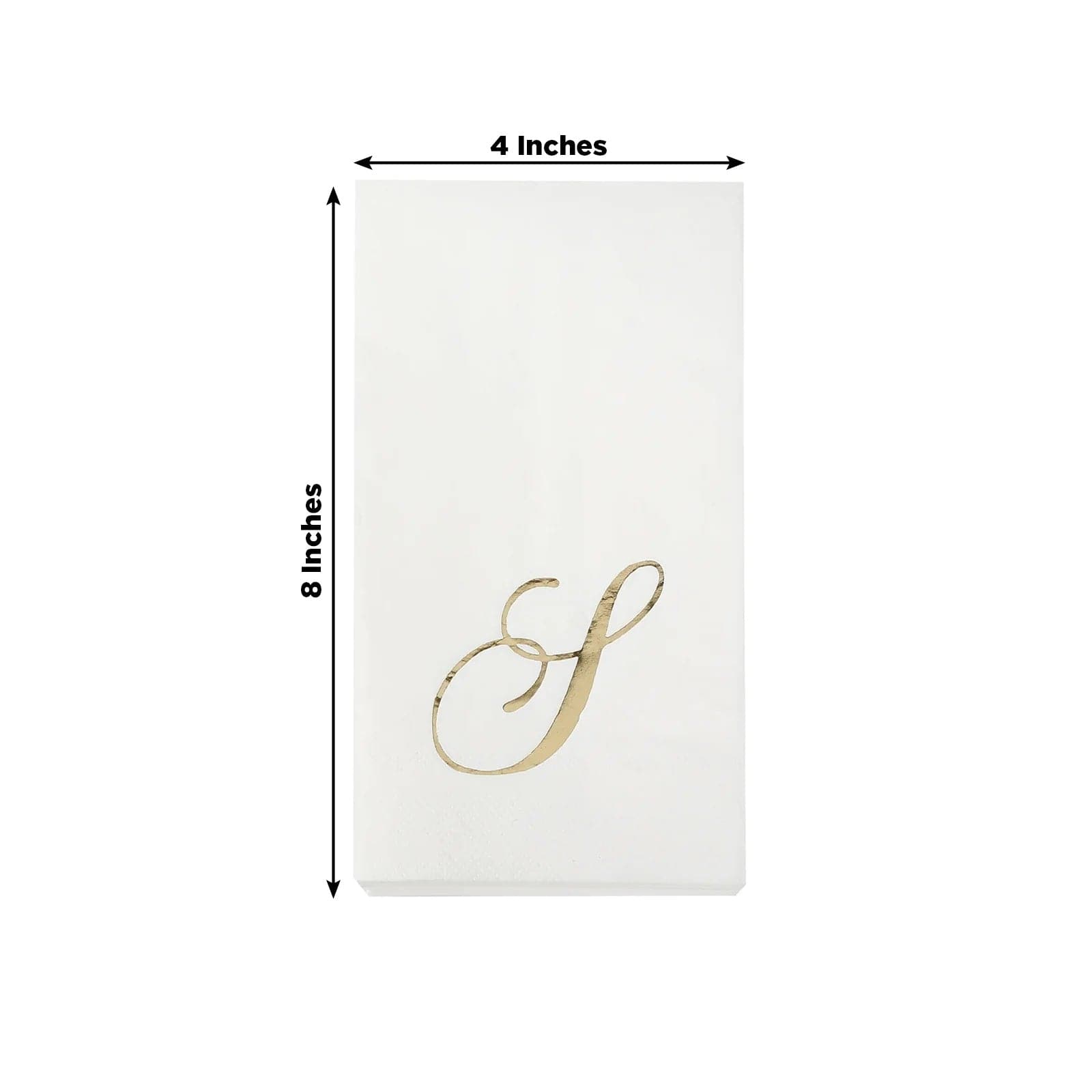 100 White Dinner Paper Napkins with Gold Foil Letter Design