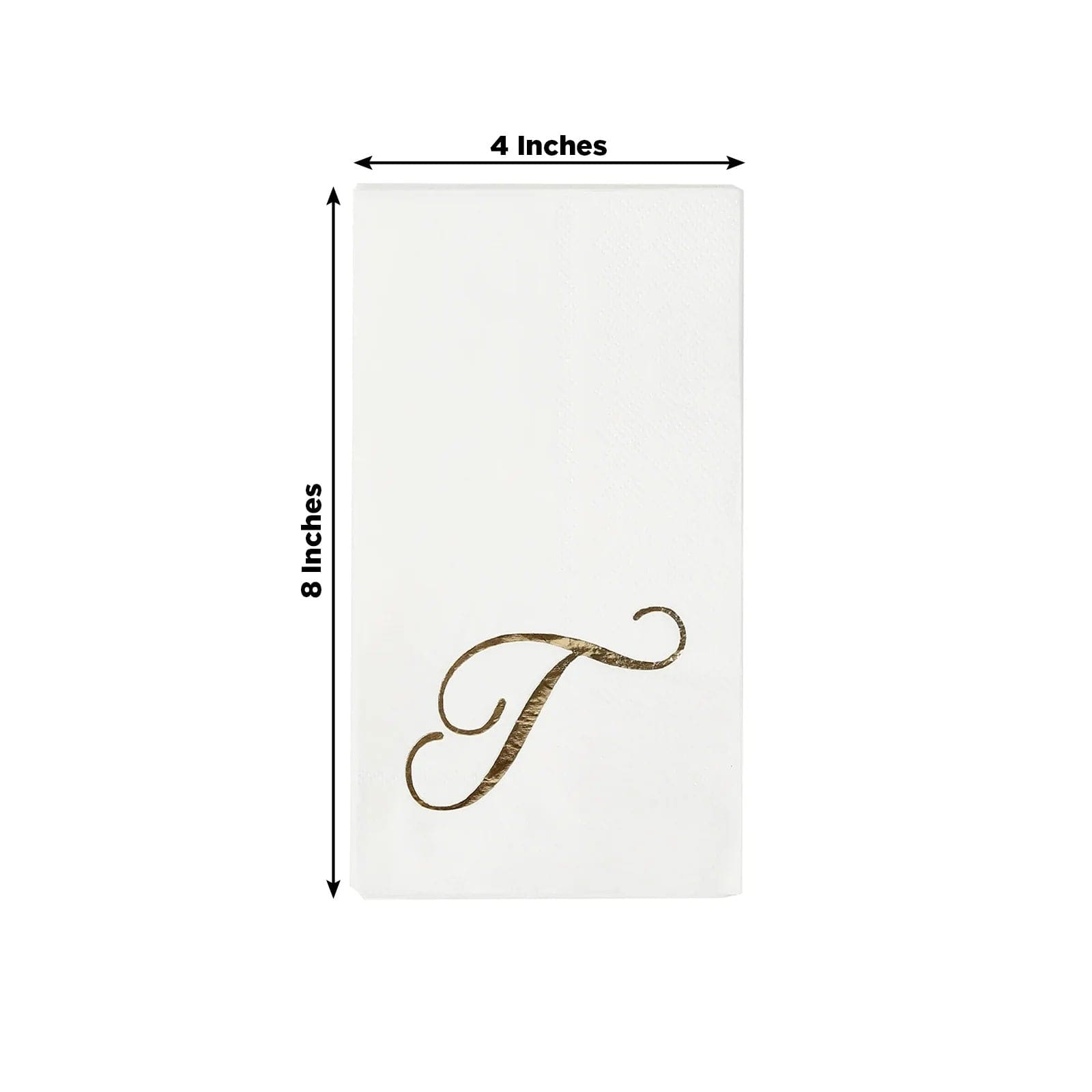 100 White Dinner Paper Napkins with Gold Foil Letter Design