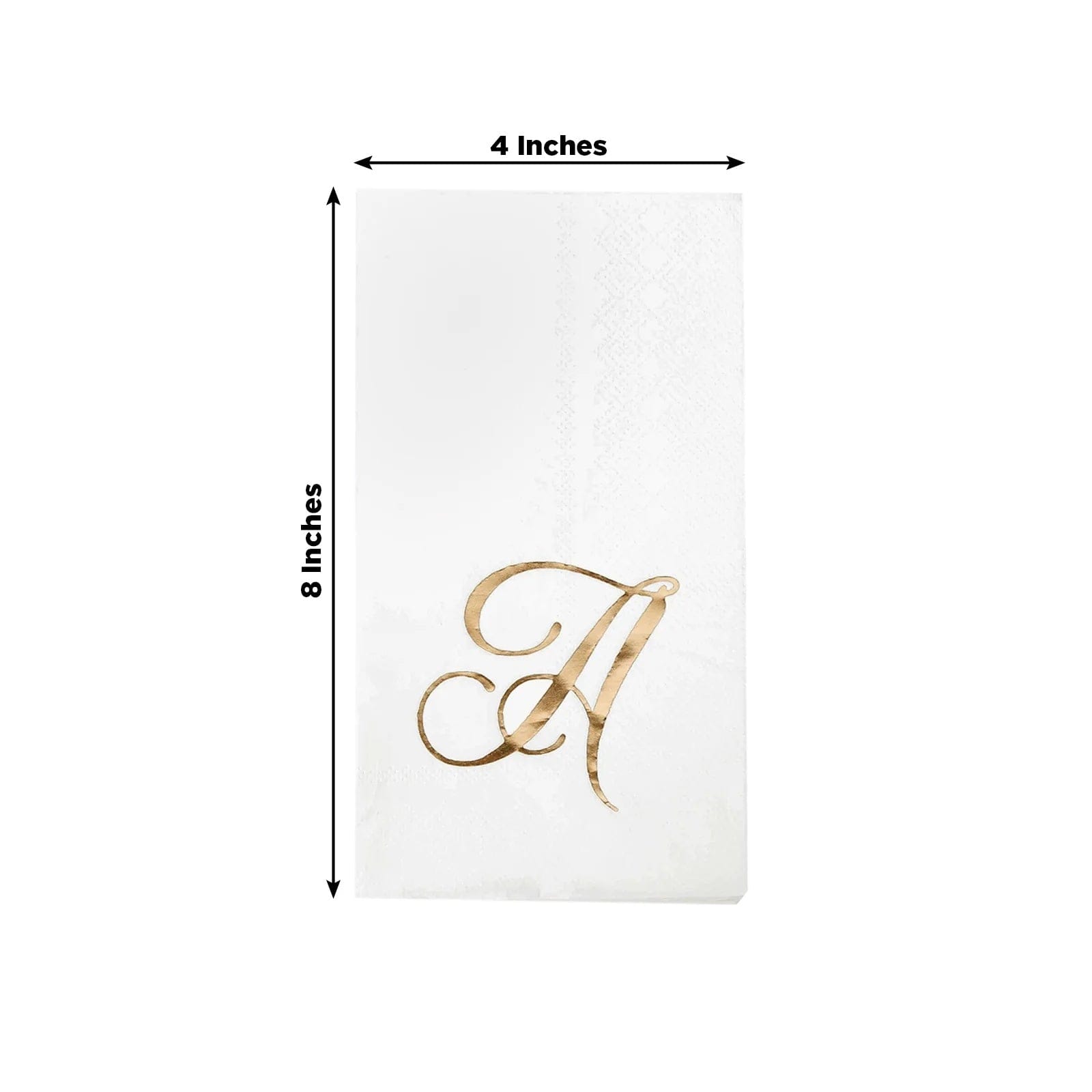 100 White Dinner Paper Napkins with Gold Foil Letter Design