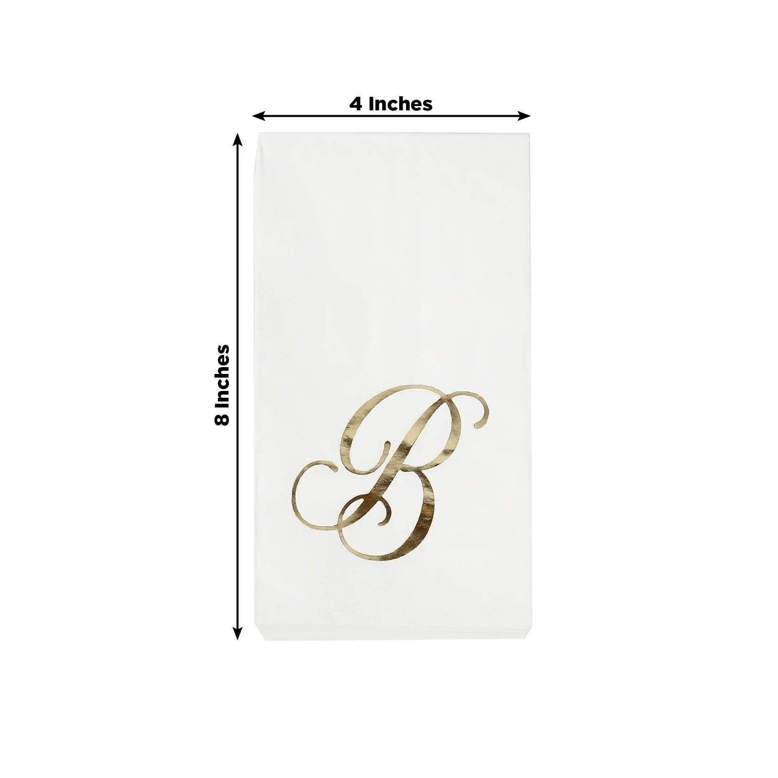 100 White Dinner Paper Napkins with Gold Foil Letter Design