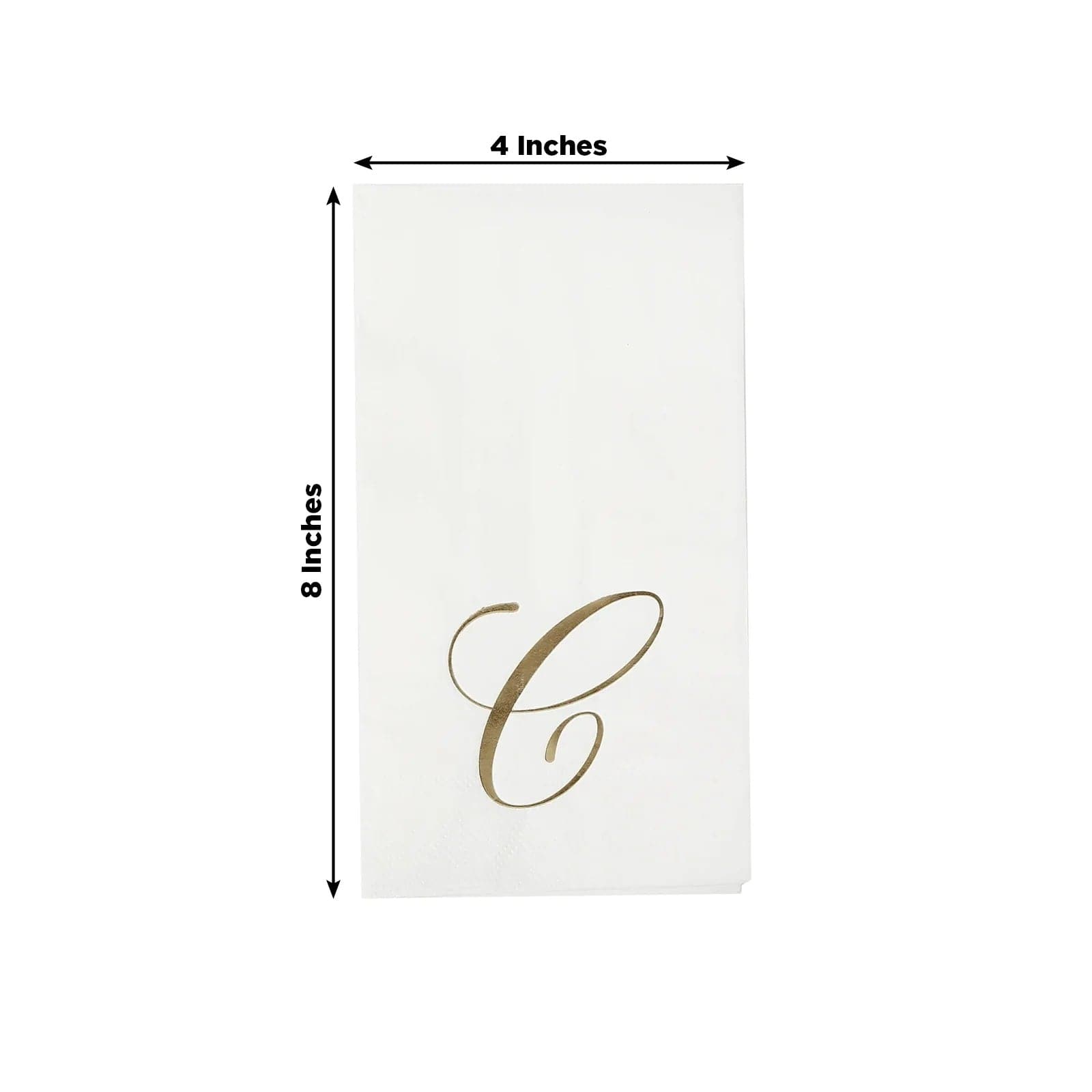 100 White Dinner Paper Napkins with Gold Foil Letter Design
