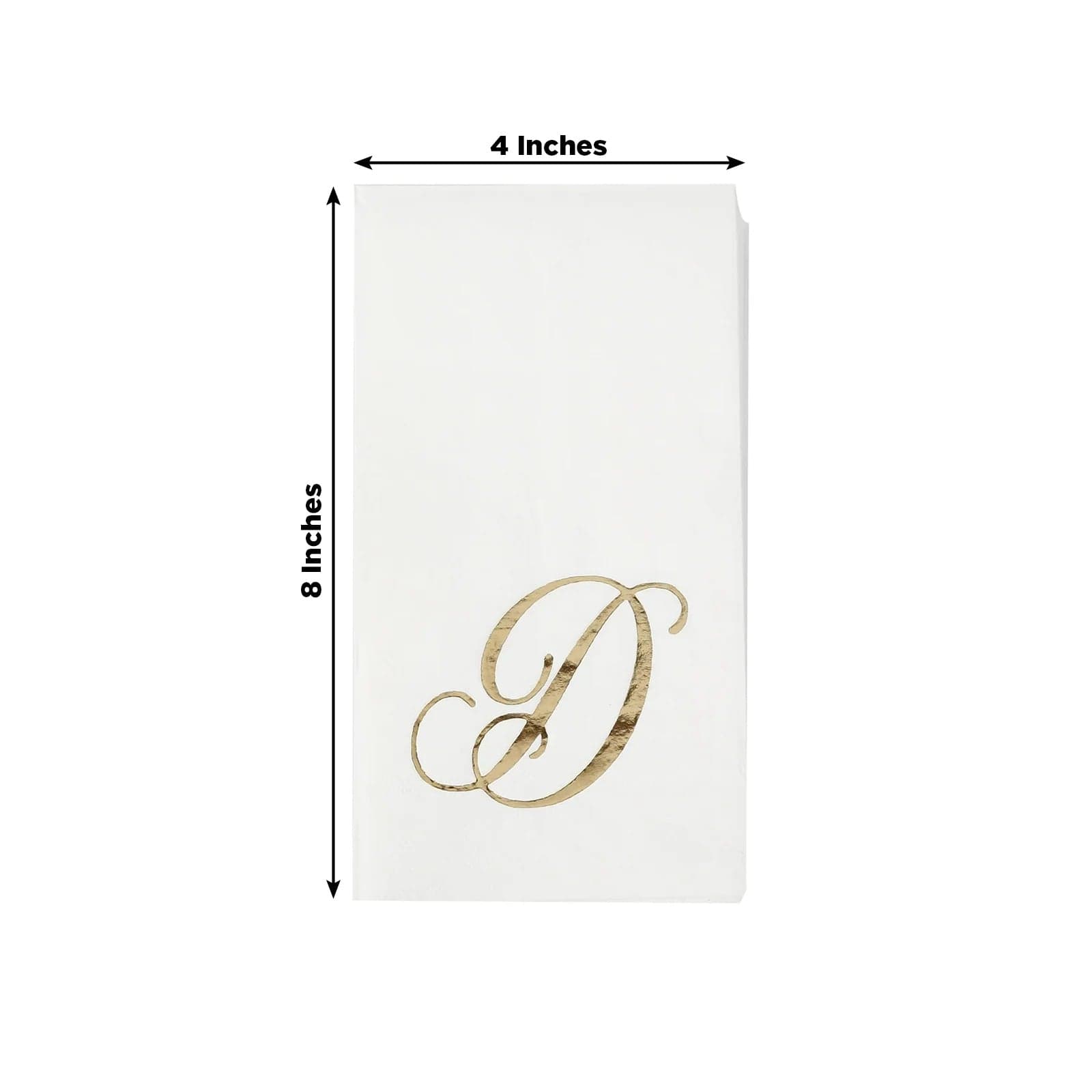 100 White Dinner Paper Napkins with Gold Foil Letter Design