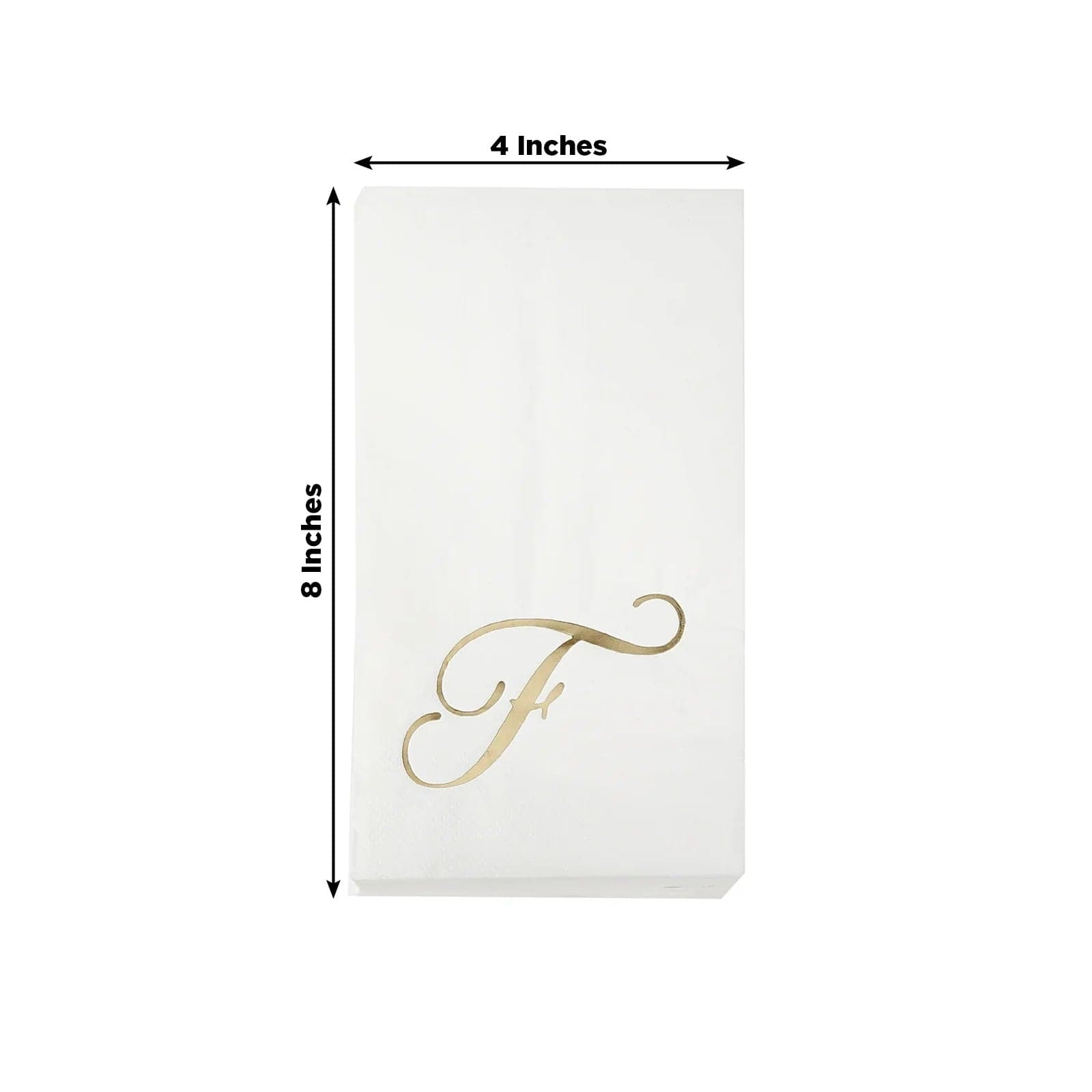 100 White Dinner Paper Napkins with Gold Foil Letter Design