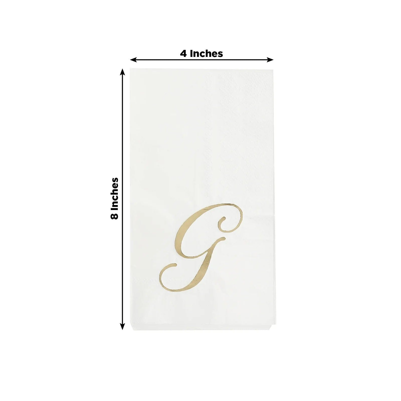 100 White Dinner Paper Napkins with Gold Foil Letter Design