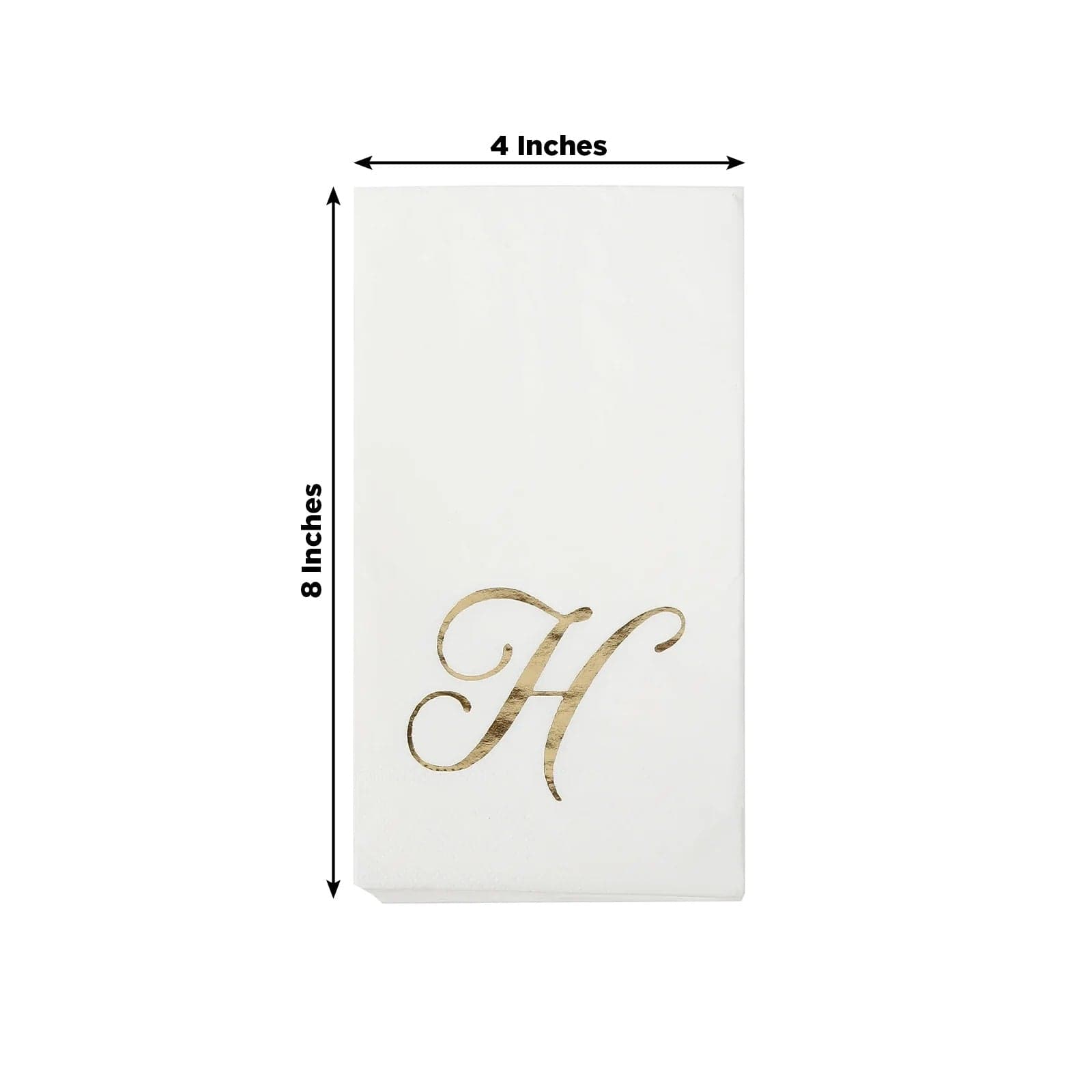 100 White Dinner Paper Napkins with Gold Foil Letter Design
